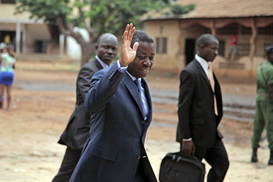 Togo President Faure Gnassingbé casts his vote in legislative elections in Lomé on July 25, 2013. Gnassingbé's party secured a decisive parliamentary majority solidifying his grip on power in Togo's government. (AP)