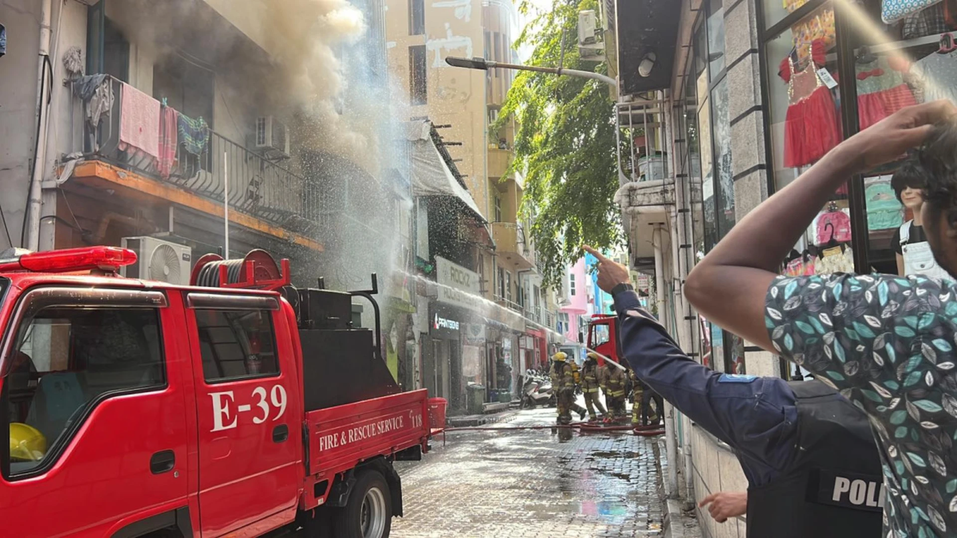 Gaamagu cafe fire in Male city, Maldives.