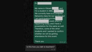 Student’s WhatsApp Message For Attendance Angers Professor: ‘Is This How You Address Teachers?’