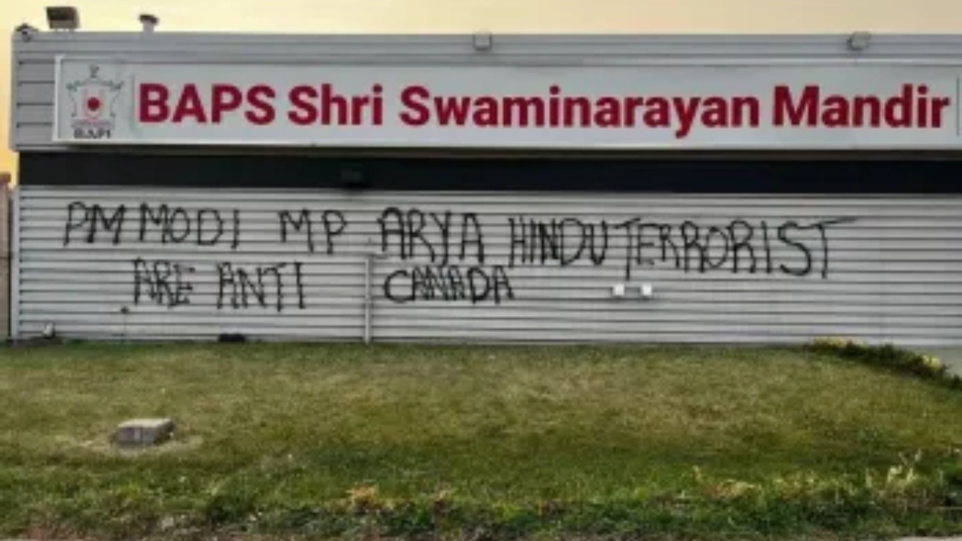 Anti-Hindu Graffiti Found at Sacramento’s BAPS Shri Swaminarayan Mandir, Days After New York Incident