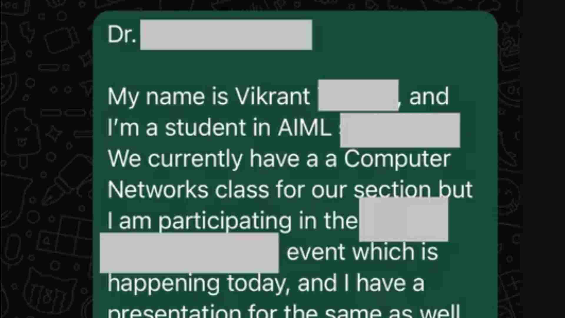 Student’s Text on Attendance Sparks Debate on ‘Indian Professors’ Superiority Complex’