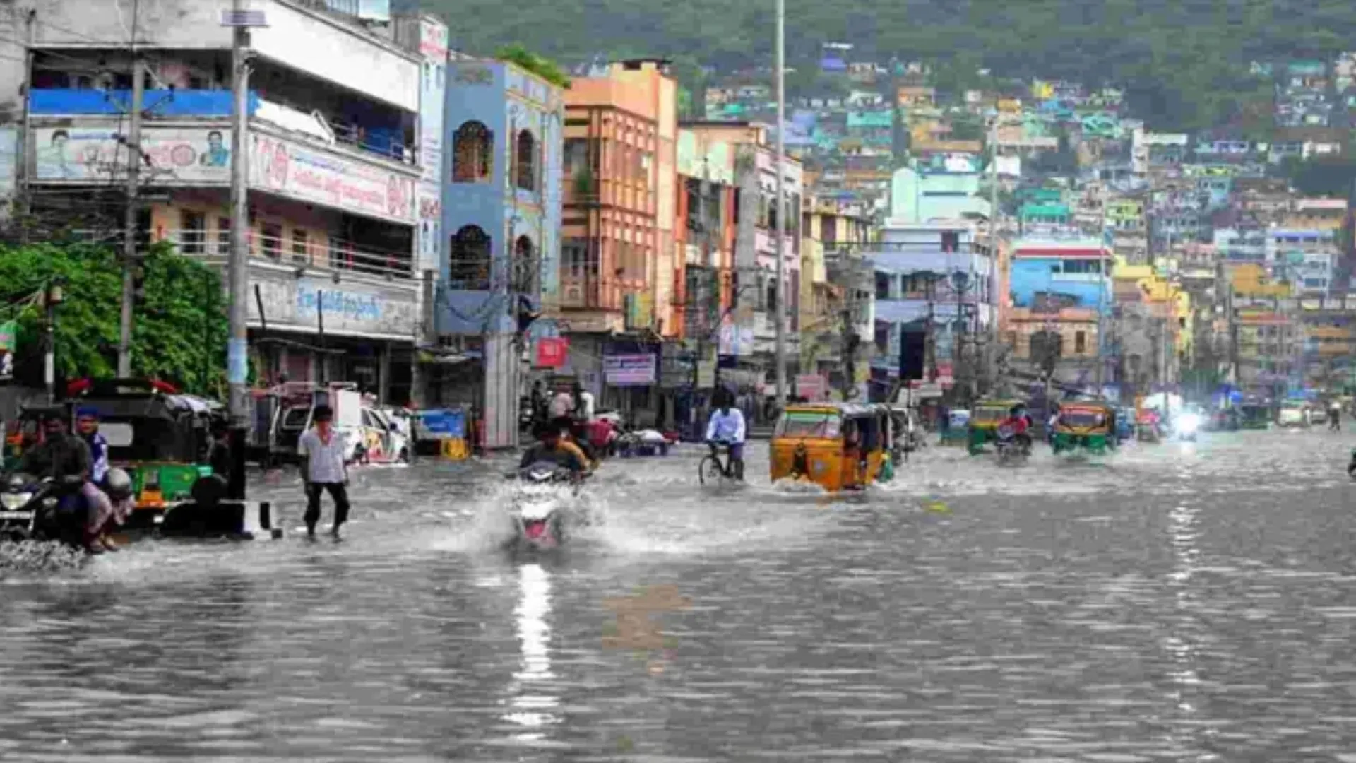 Parts of Vijayawada and Warangal in Telangana were affected by rain on Saturday, leading to waterlogging in several areas.