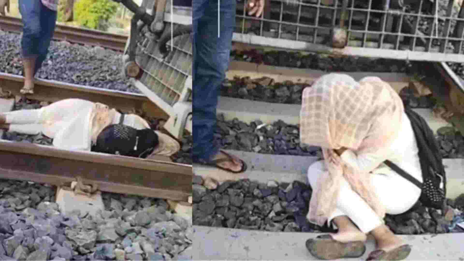 Woman falls asleep on railway tracks