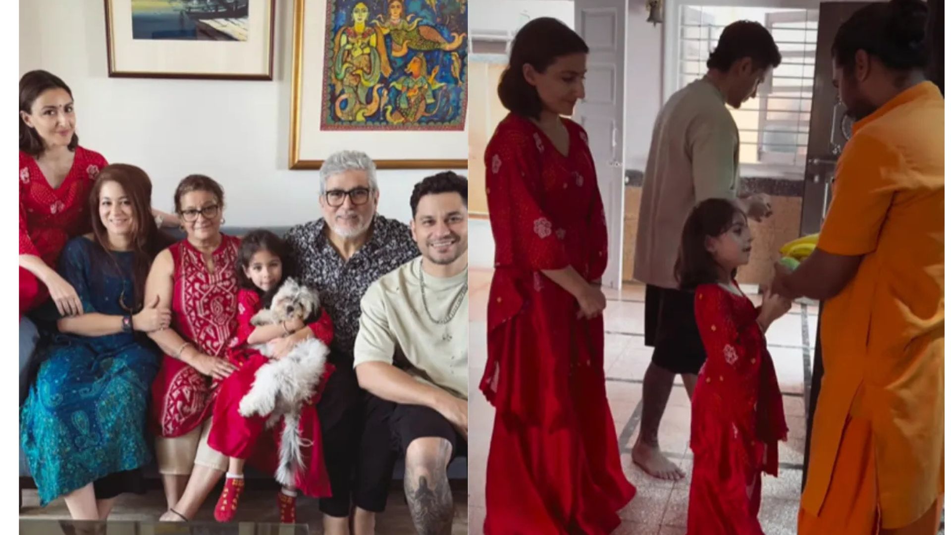 Actress Soha Ali Khan and Family Seek Blessings on Diwali