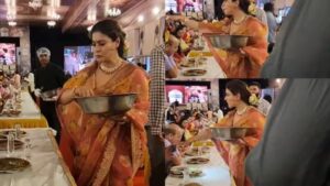 Kajol Stops Camera From Filming Her Serving Bhog at Durga Puja : Watch