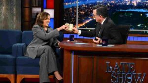 Watch: Kamala Harris Cracks Open A Beer Can On Late Night TV