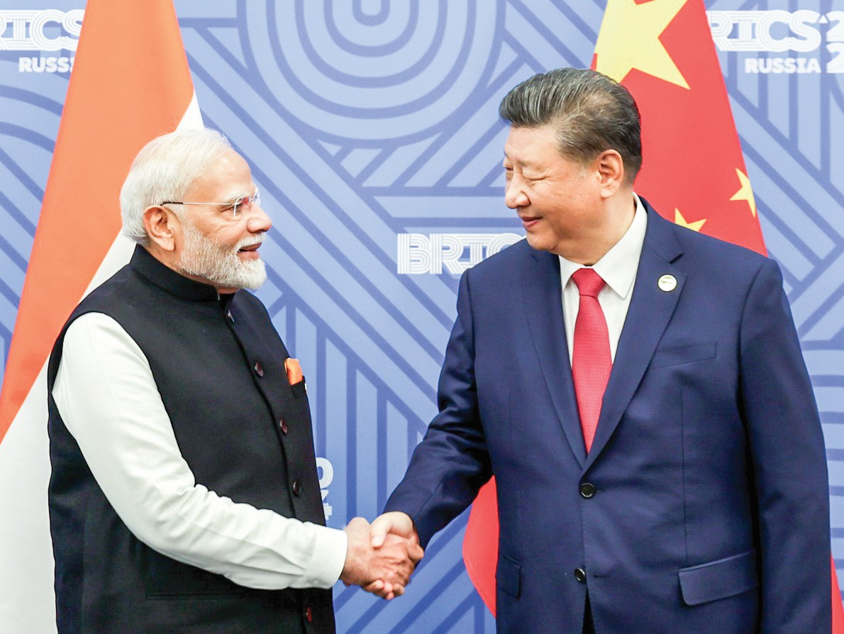 Prime Minister Narendra Modi meets Chinese President Xi Jinping on the sidelines of the BRICS Summit, in Kazan on Wednesday. ANI