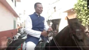 Watch: Naveen Jindal Reaches to Cast Vote on Horseback in Haryana Assembly Elections