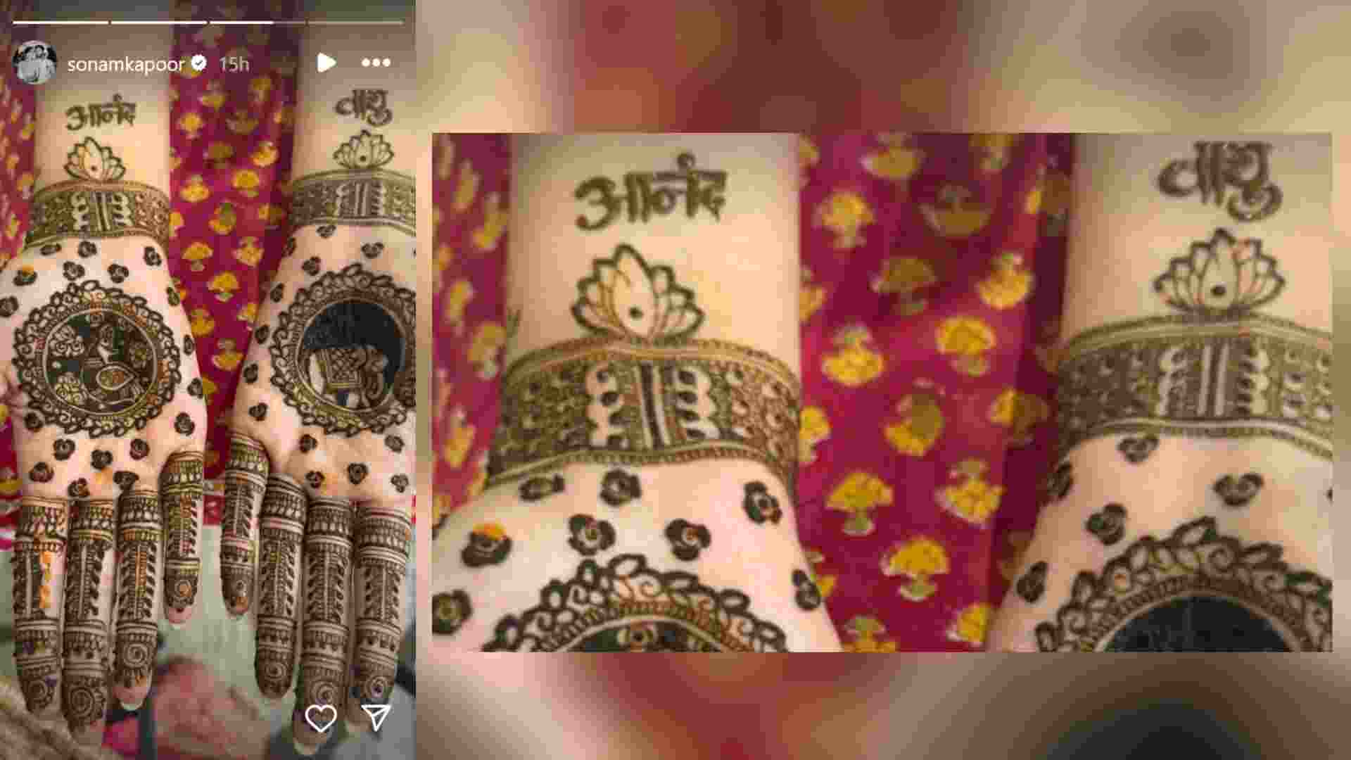 Sonam Kapoor’s Stunning Karwa Chauth Mehendi Has Anand and Vayu’s Names | See Pics