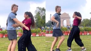 US Man Grooves To Bhojpuri Beats With Indian Girl At India Gate In Viral Video | Watch