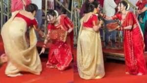 Watch: Rani Mukerji Responds As Sherlyn Chopra Attempts To Touch Her Feet During Sindoor Khela At Durga Pandal