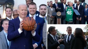 Joe Biden Jokes With NBA Celtics, Dribbles Basketball At White House |Watch