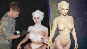 Kim Kardashian’s Albino Alligator Halloween Costume Is The Coolest Thing On Internet Today | WATCH