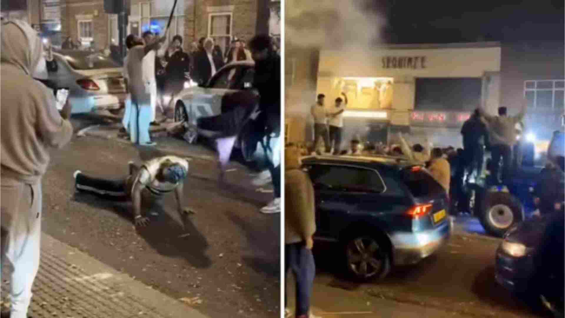 Men Fire Rockets From Above Cars in UK