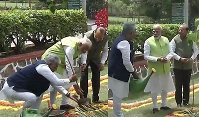 PM Modi And Guyana President Ali Plant Sapling In ‘Ek Ped Maa Ke Naam’ Initiative