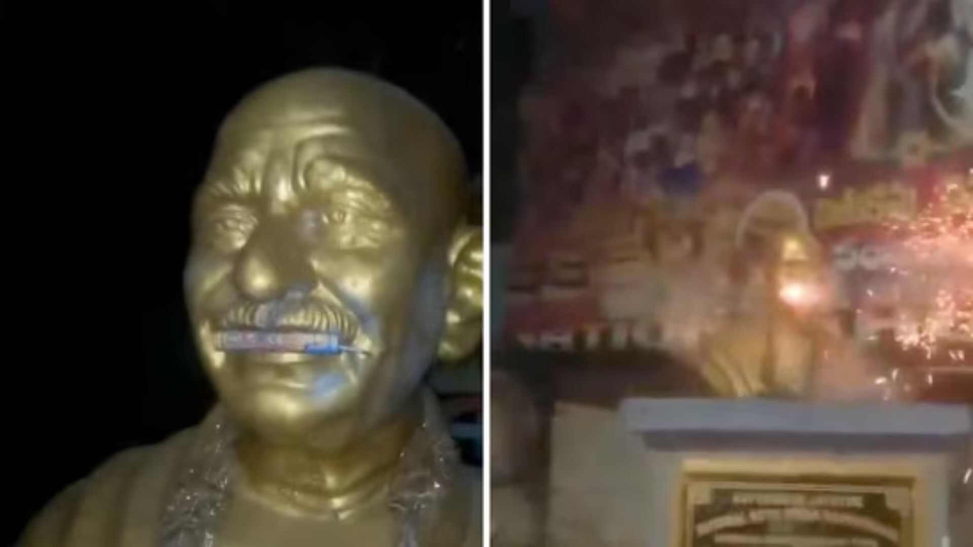 Teen lights up firecracker in Mahatma Gandhi statue's mouth