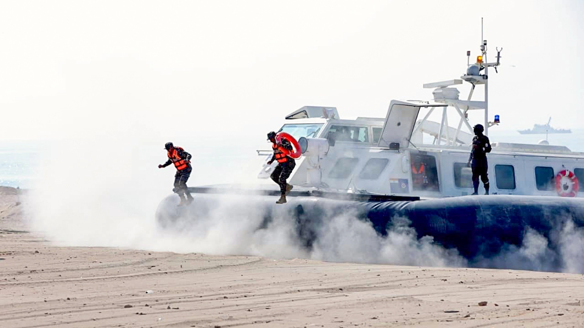 Army personnel during the conclusion of the Multilateral Annual Joint Humanitarian Assistance and Disaster Relief Exercise, 'Sanyukt Vimochan 2024', in Ahmedabad on Nov 20, 2024