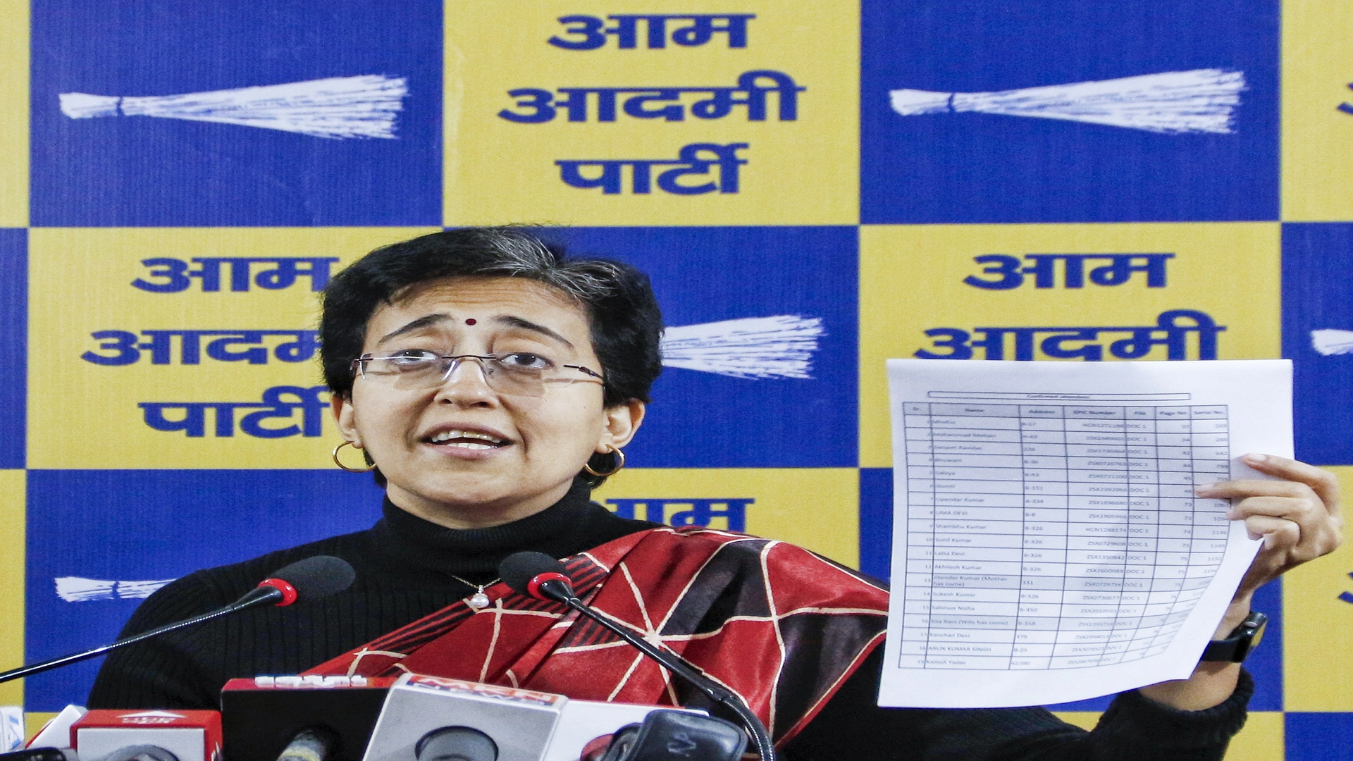 Atishi addresses a press conference on Dec 16