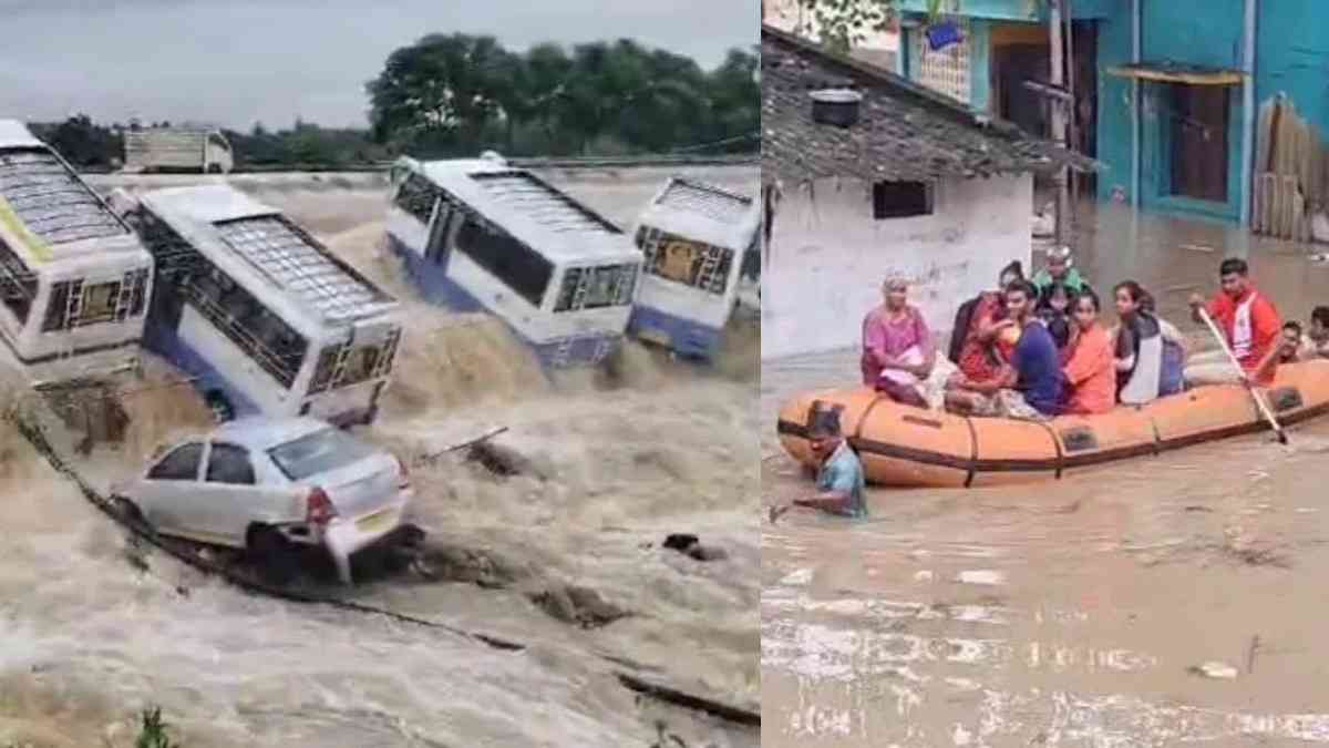 Cyclone Fengal Landfall: Buses And Vehicles Swept Away By Flood Waters | WATCH