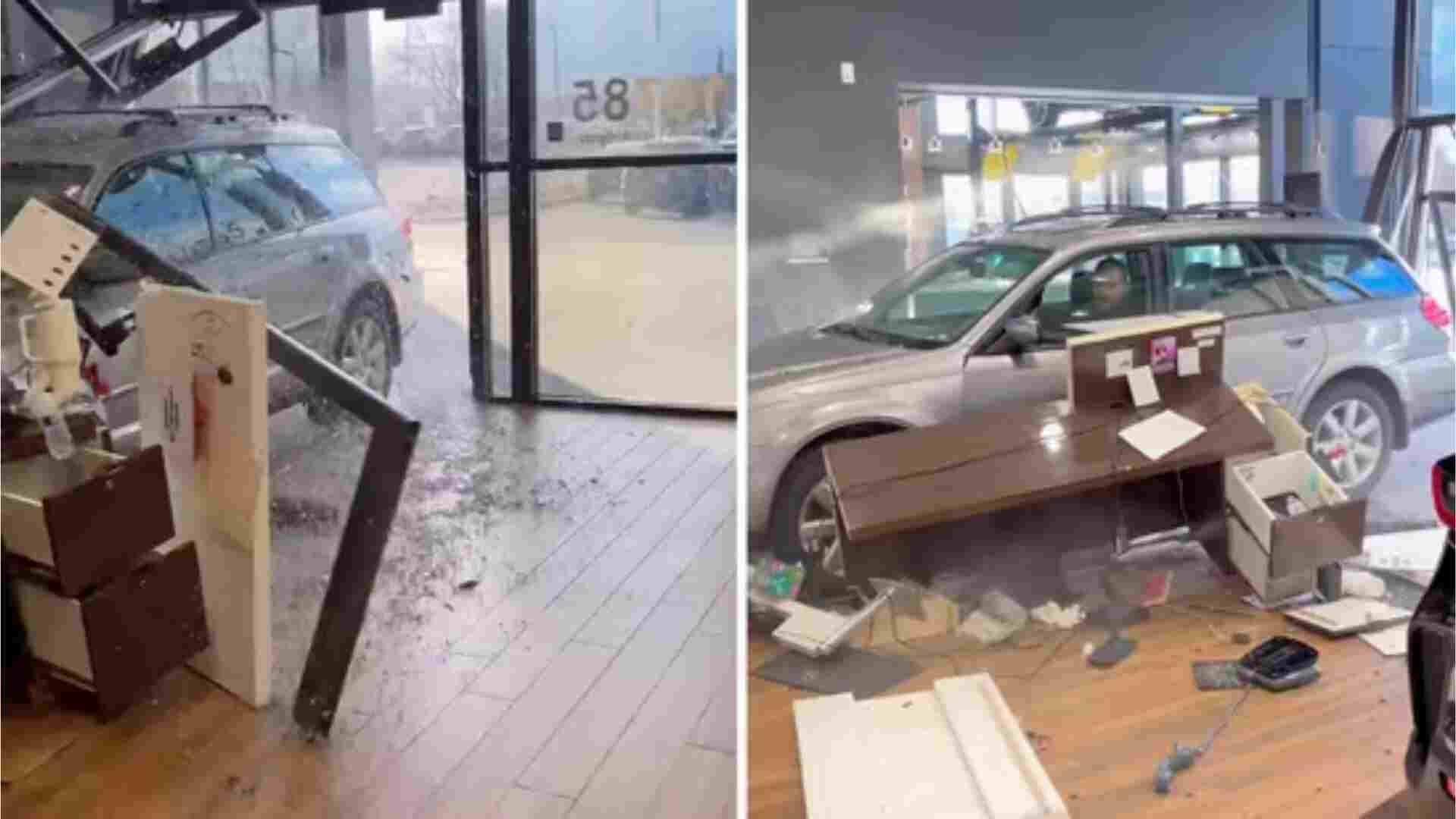 Man Drives Car Into Showroom After Refund Request Denied | WATCH