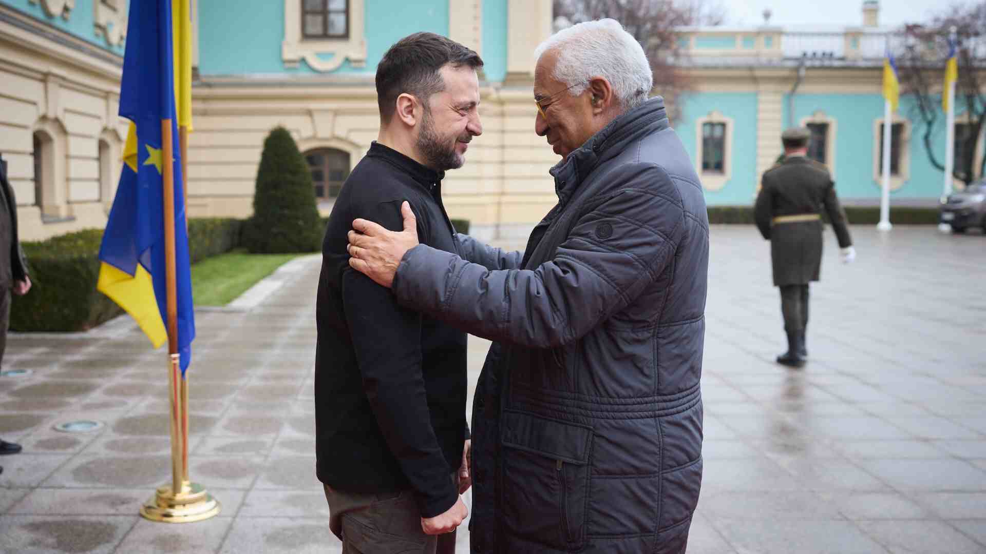 Zelensky welcomes EU council President Antonio Costa on a visit to Kyiv (X/@ZelenskyyUa )