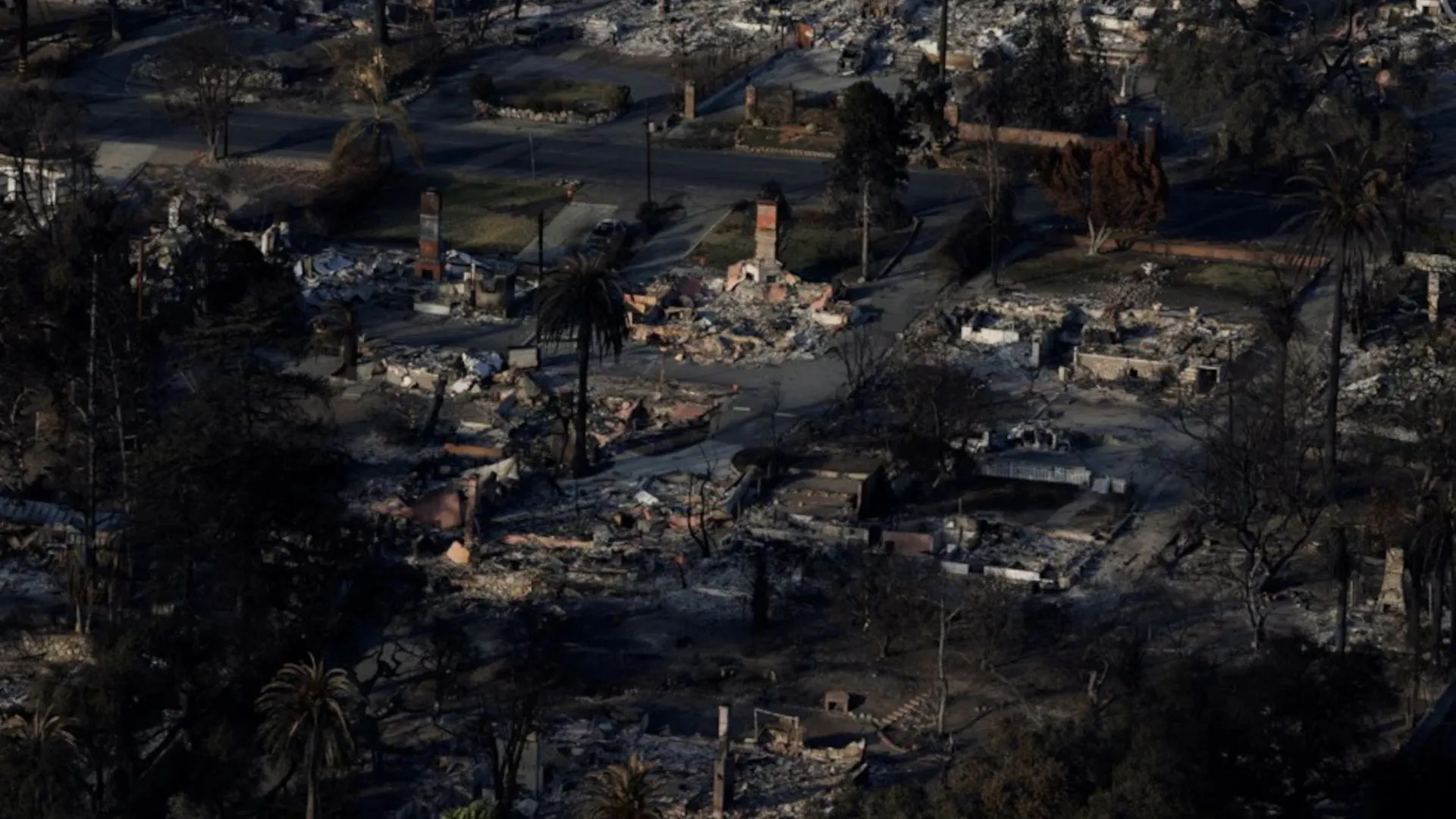 Aftermath of California Wildfires: Aerial Footage Reveals Extensive Fire Damage in Los Angeles