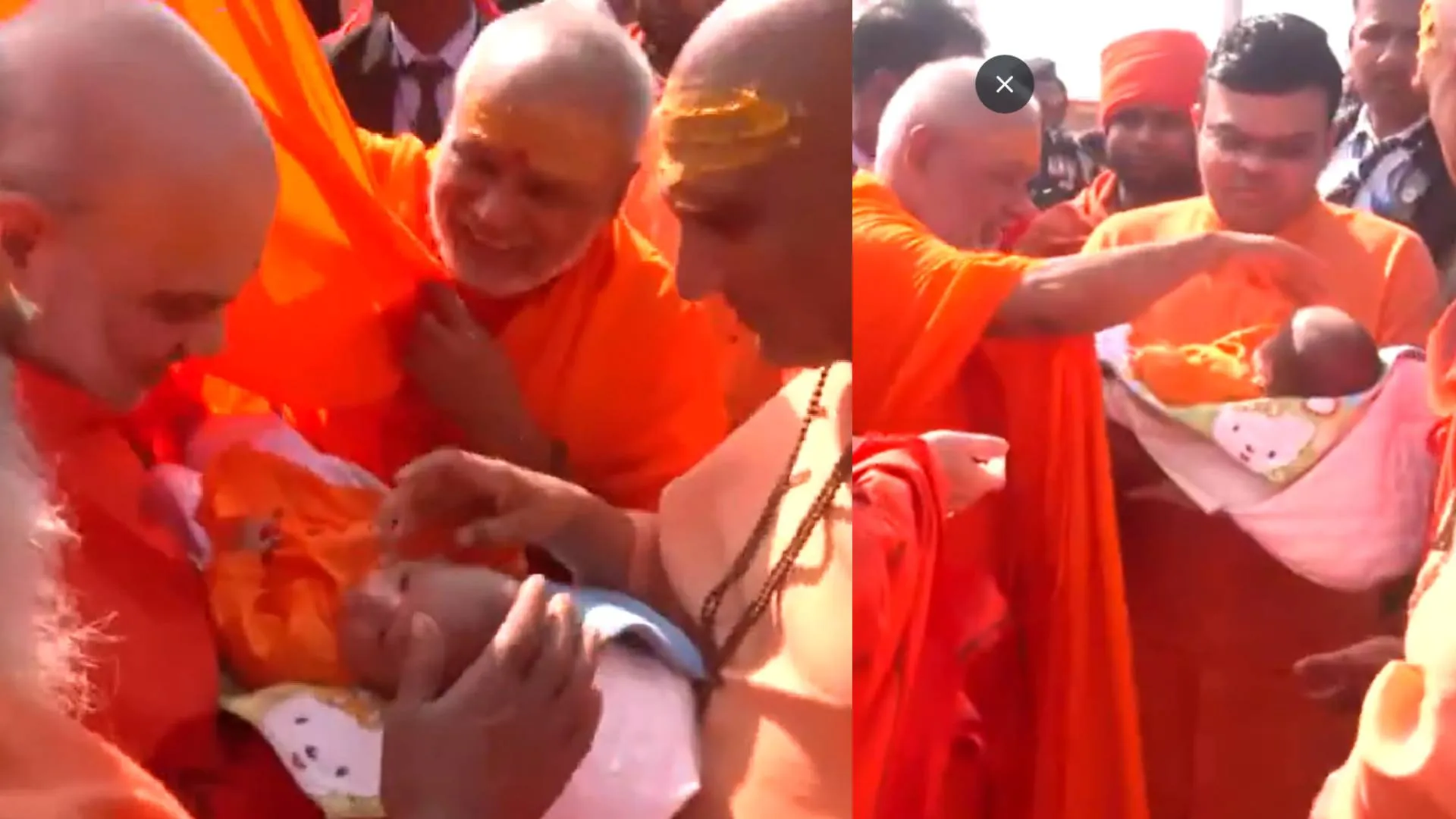 Jay Shah’s Baby Boy Gets Blessed by Dharam Gurus at Maha Kumbh | Watch