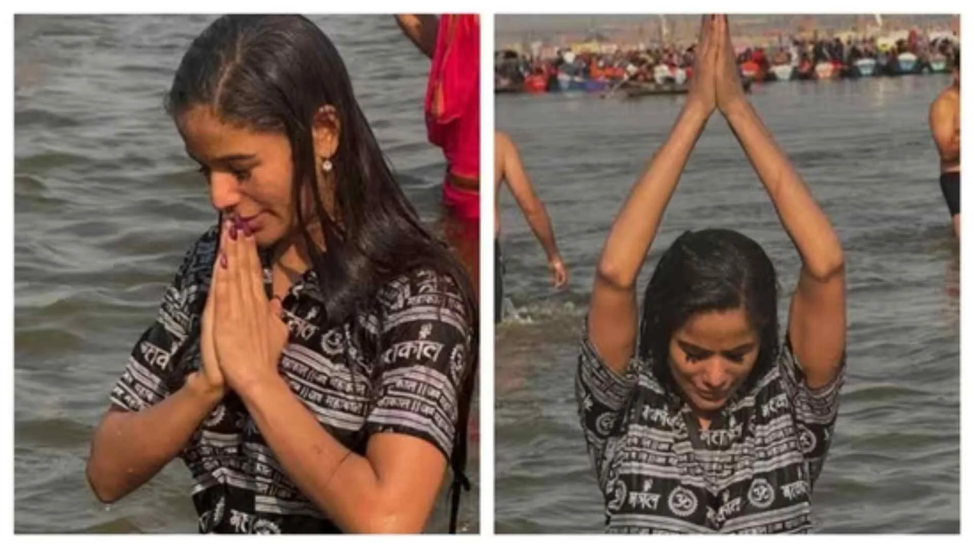 Poonam Pandey Shares Photos from Her Shahi Snan at Maha Kumbh | SEE PICS