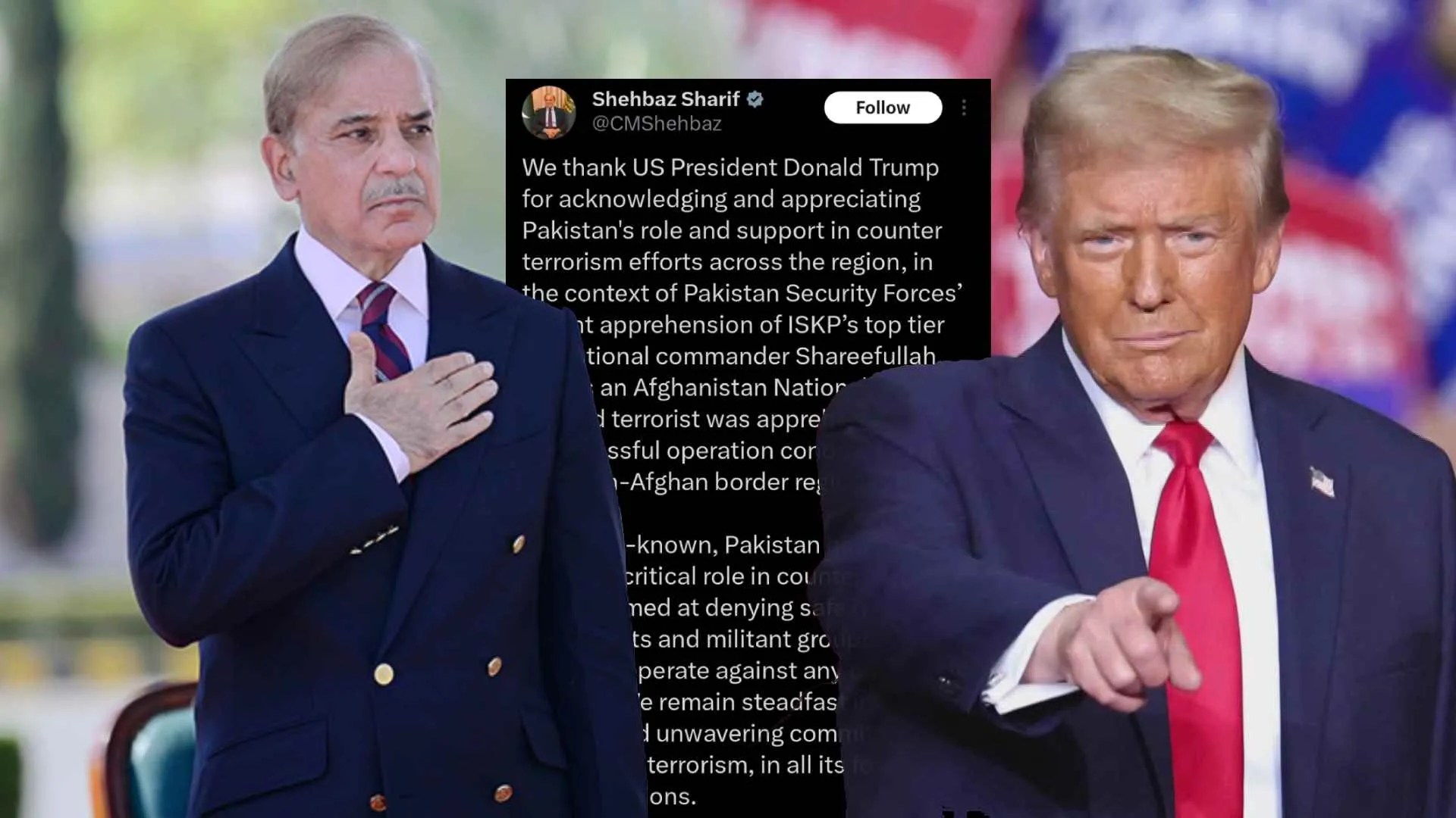 Shehbaz Sharif Thanks Trump for Recognizing Pakistan’s Role in Counter-Terrorism