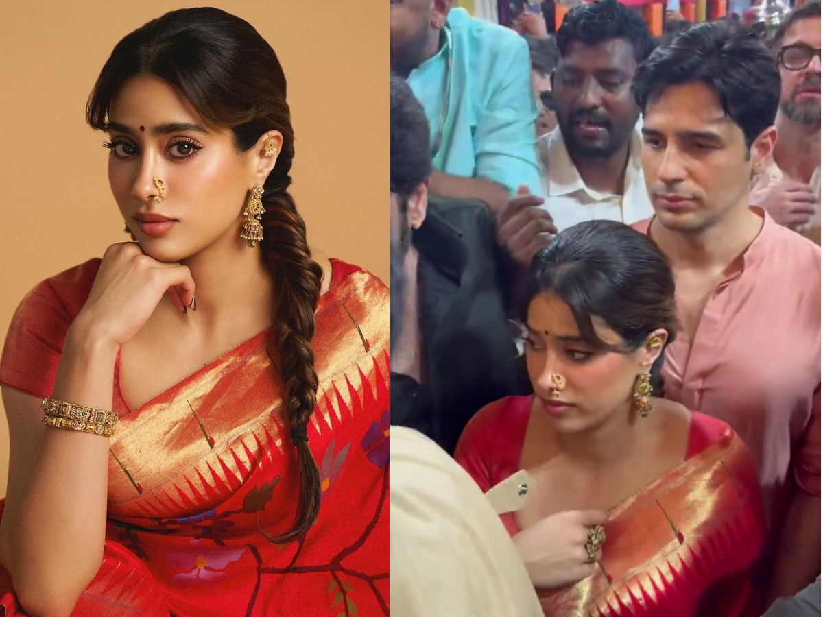 Janhvi Kapoor Looks Uncomfortable in Crowd During Lalbaugcha Raja Visit With Sidharth