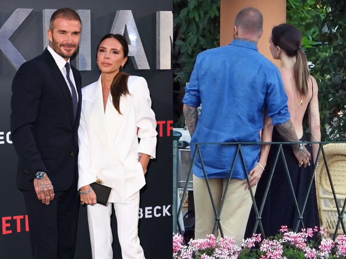 David and Victoria Beckham Share Playful Butt Grab During Family Dinner in Italy