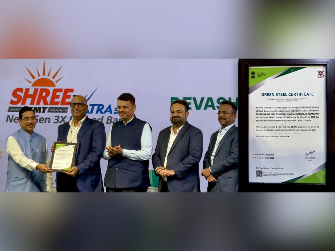 Shree TMT Awarded 5-Star Rating Green Steel Certificate by NISST