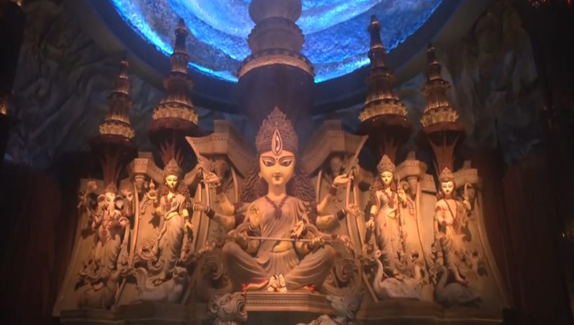 Chetla Agrani Durga Puja pandal showcases 'Samudra Manthan' theme with over 3 crore rudraksha