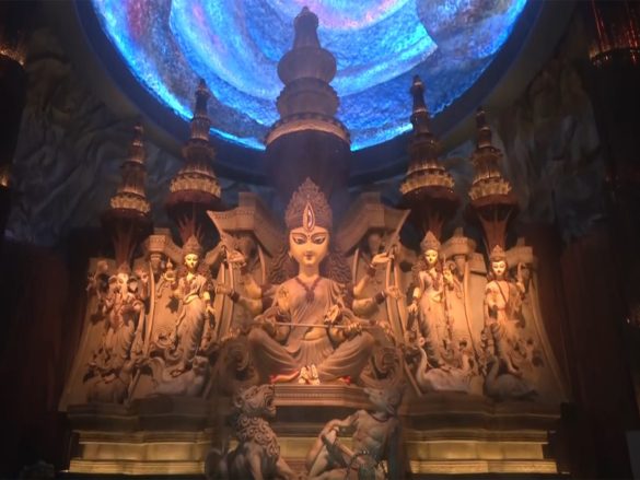Chetla Agrani Durga Puja pandal showcases 'Samudra Manthan' theme with over 3 crore rudraksha