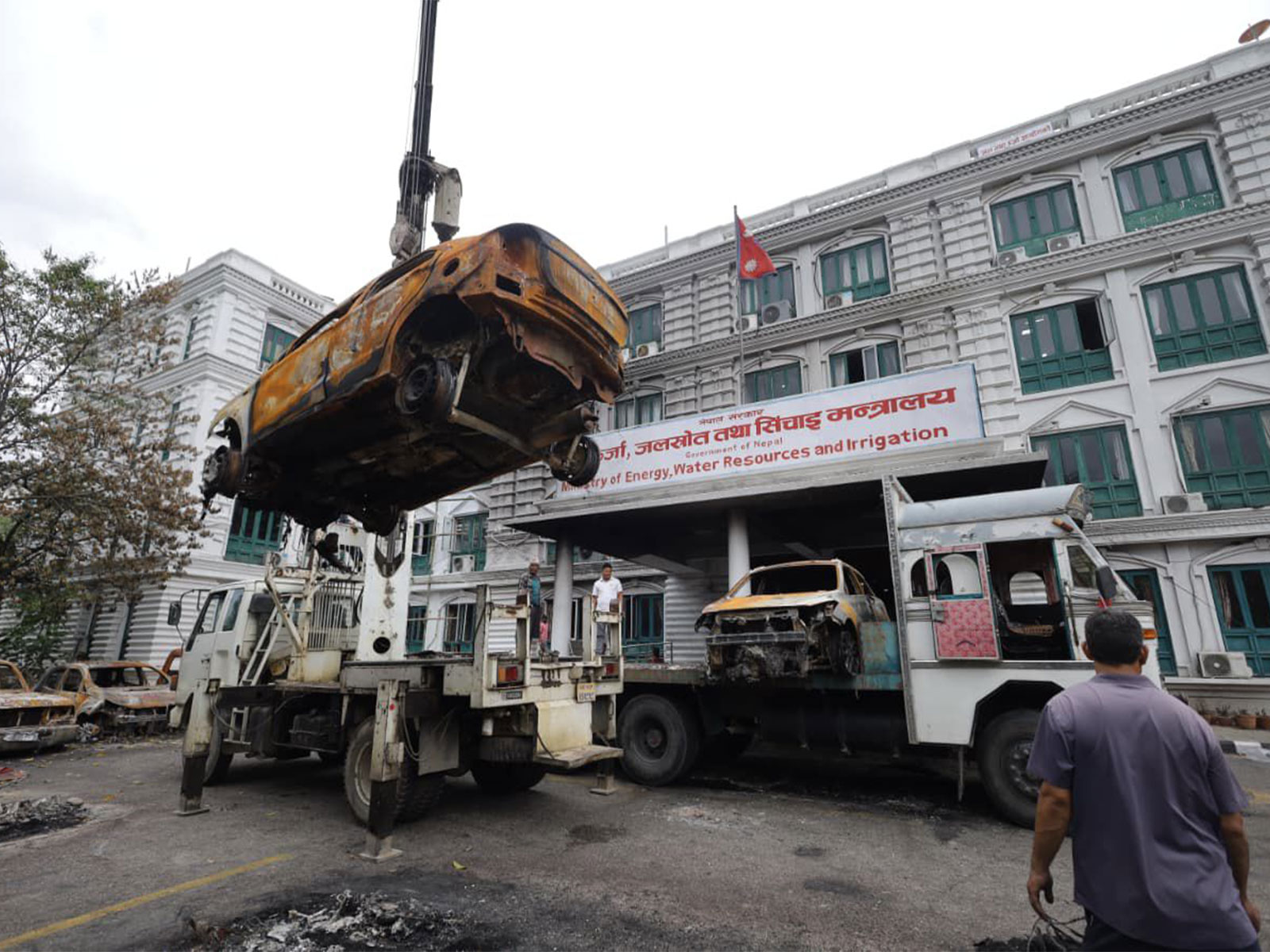 Nepal starts clearing charred vehicles, government buildings (Photo/ANI)
