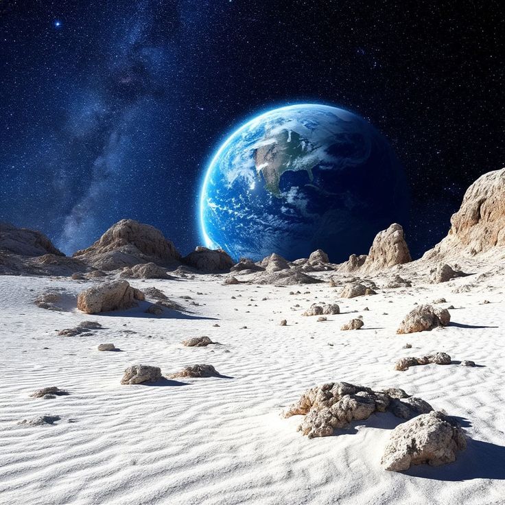 The moon shining over Earth, symbolizing its role in sustaining life. - Photo Gallery