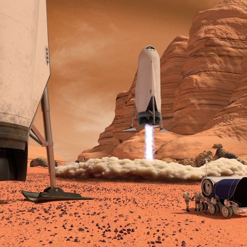 Artist’s concept of SpaceX Starship landing on Mars. - Photo Gallery