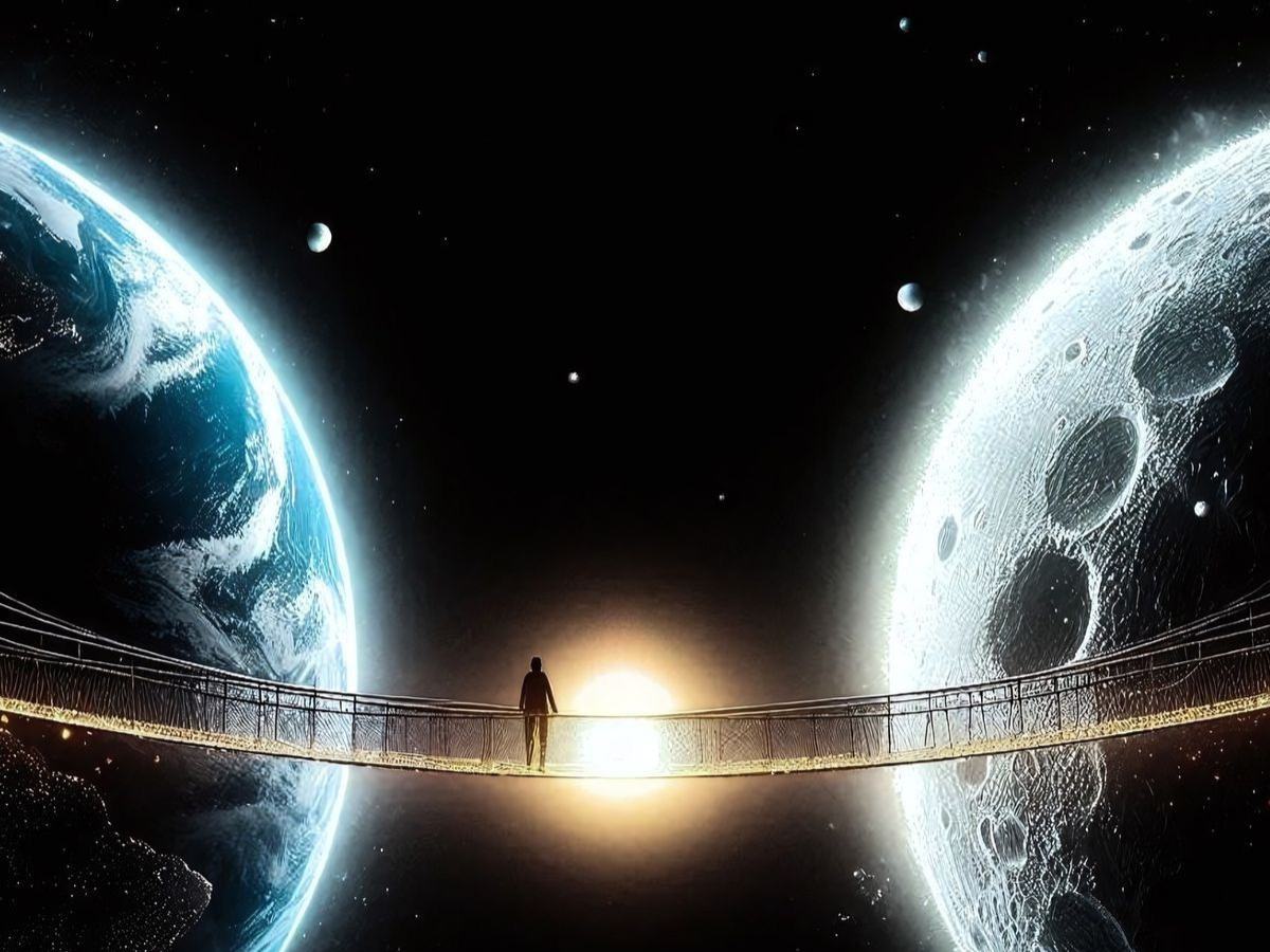 Earth's tilted axis with the moon in the background - Photo Gallery