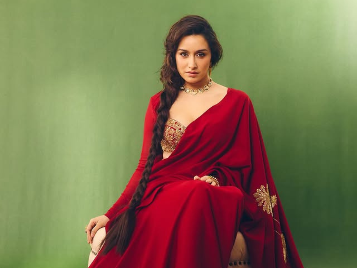 Shraddha Kapoor Stuns in Designer Masaba Gupta ₹75K Fiery Red Saree