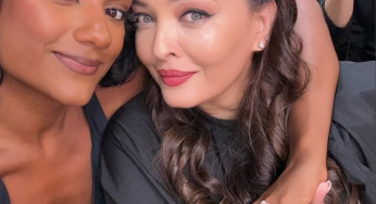 Aishwarya Rai and Simone Ashley pose for a happy selfie at Paris Fashion Week 2025.