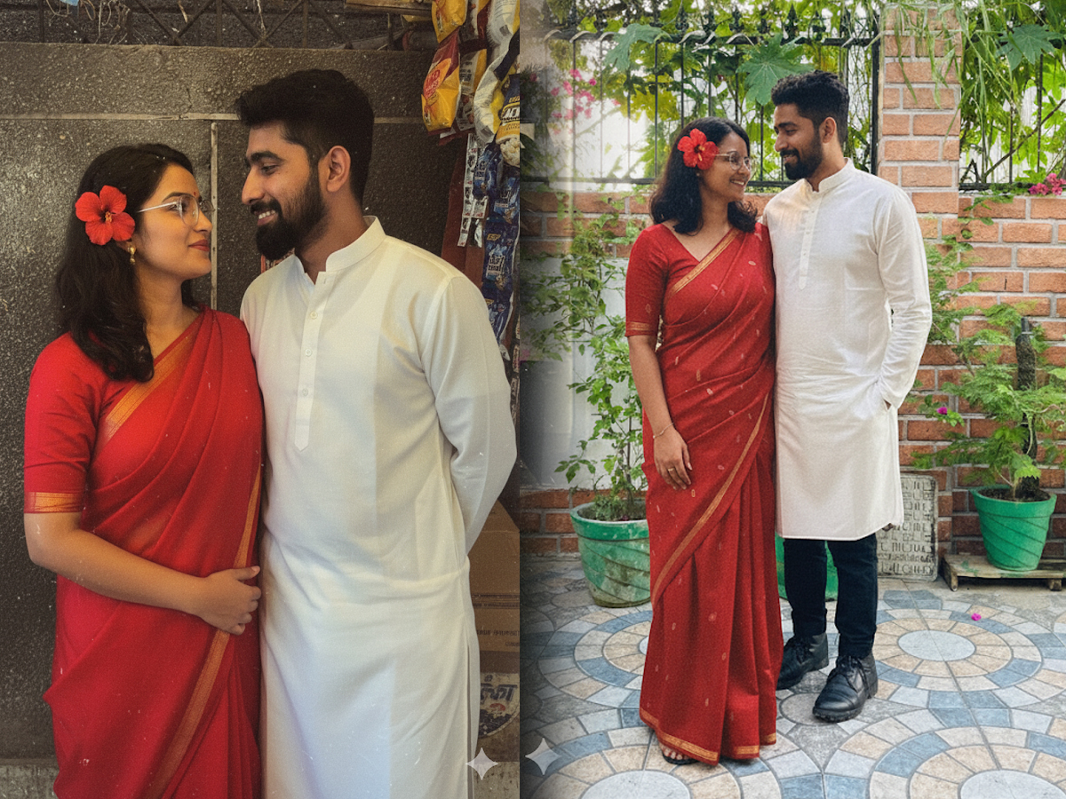 Romantic Retro Saree Prompt