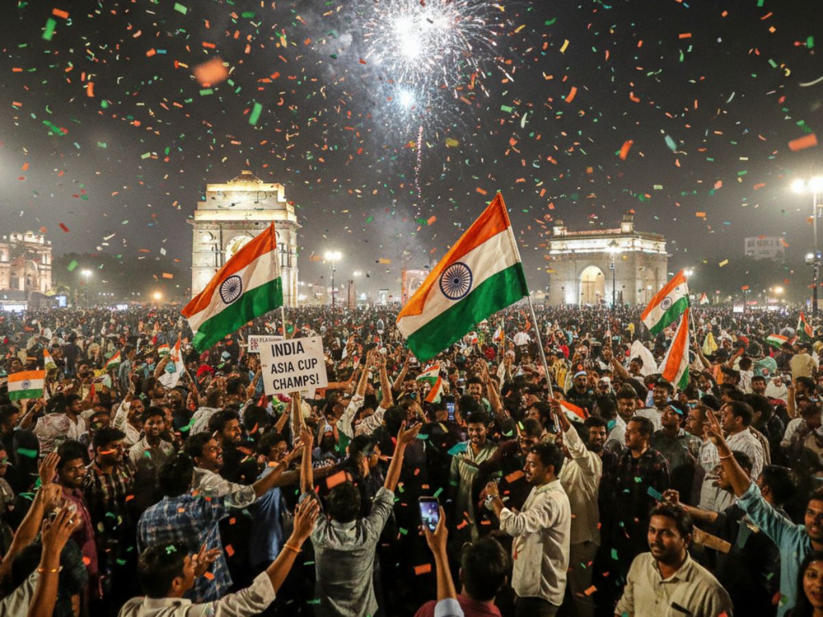 Diwali Vibes in Navratri: A Night to Remember as India’s Asia Cup Win Sparks Nationwide Festivities | Watch