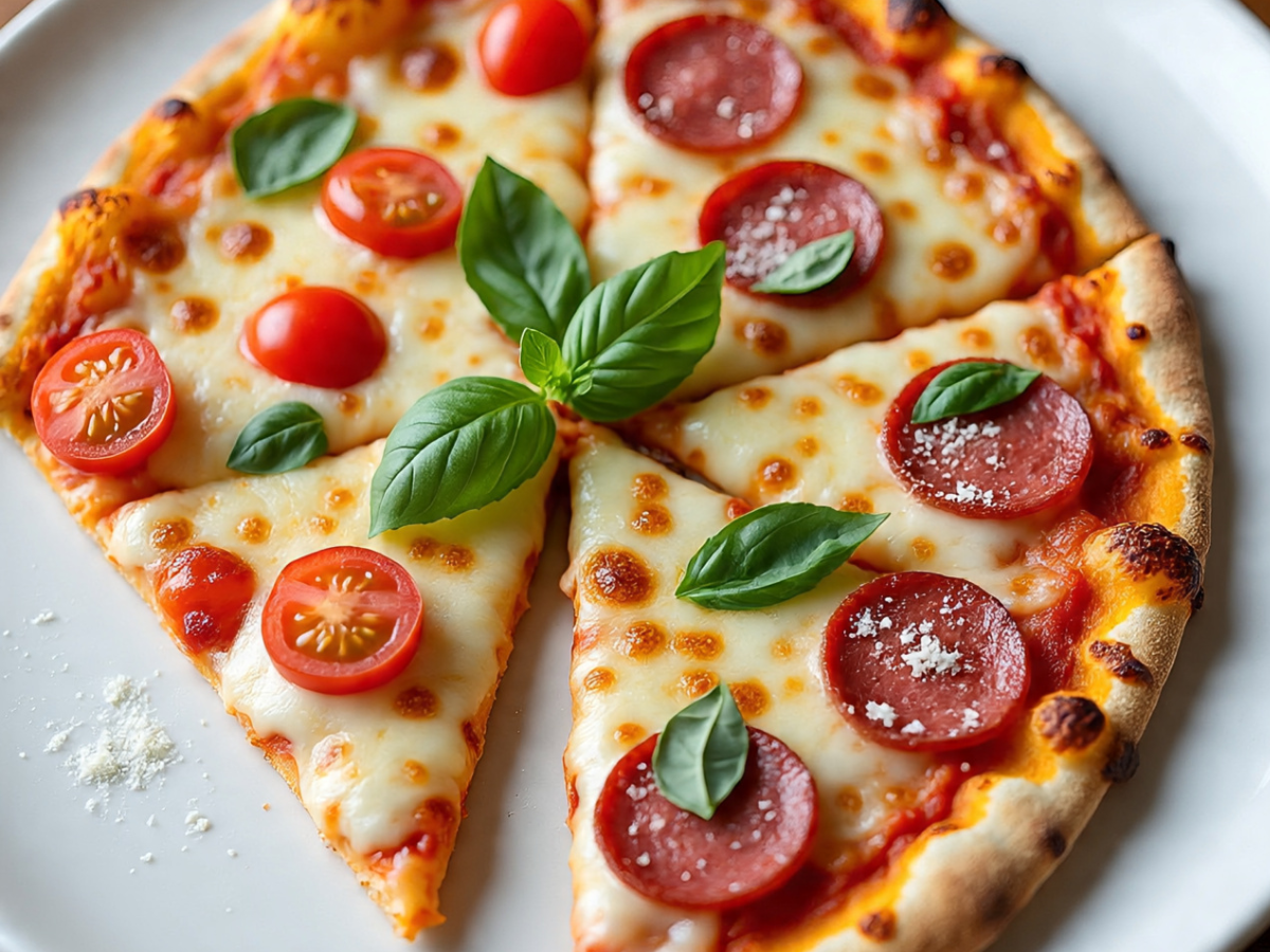 Slice of cauliflower crust pizza compared with regular pizza - Photo Gallery