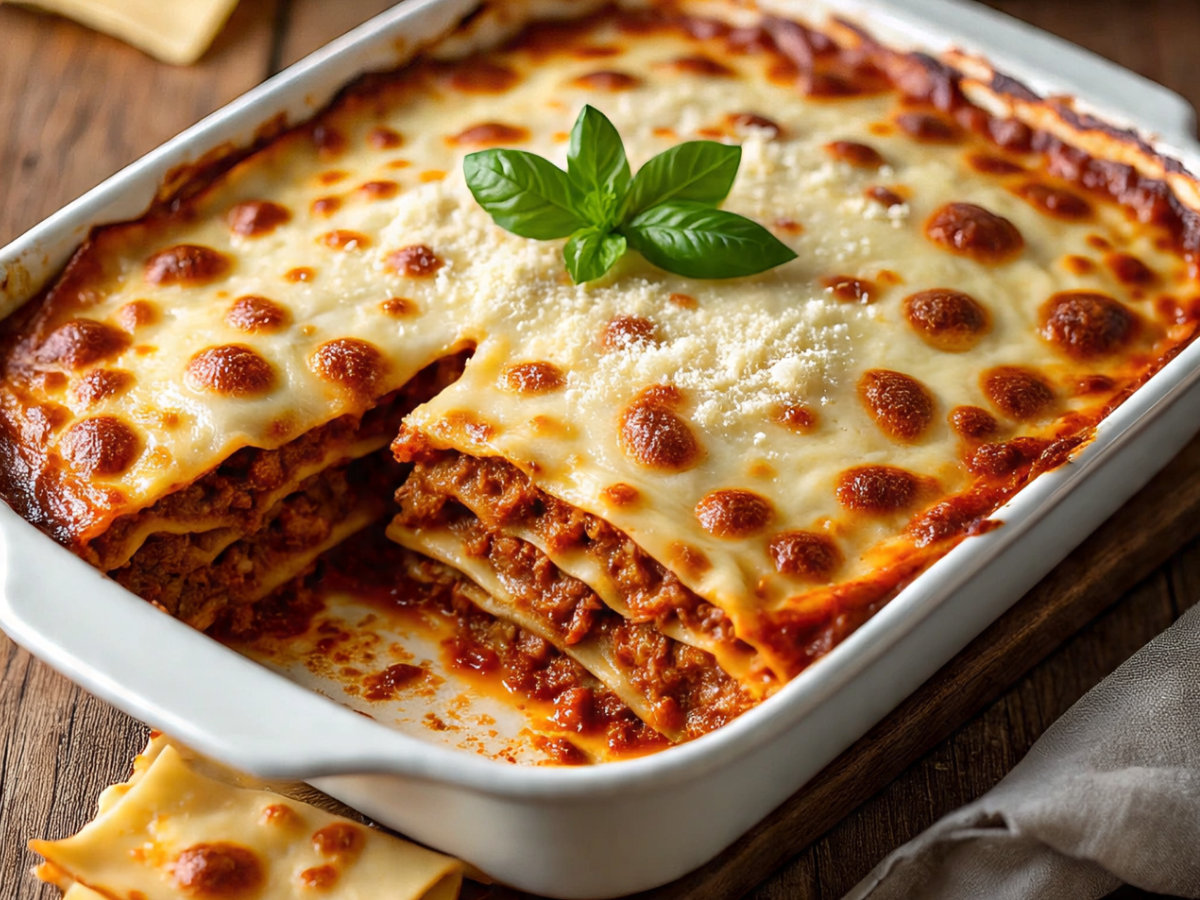 Traditional Italian lasagna with meat sauce and cheese - Photo Gallery