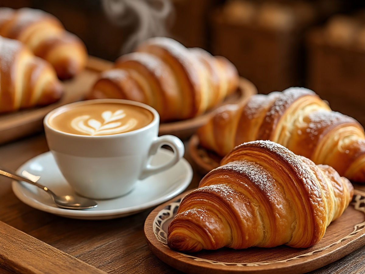 Buttery French croissants served with coffee - Photo Gallery