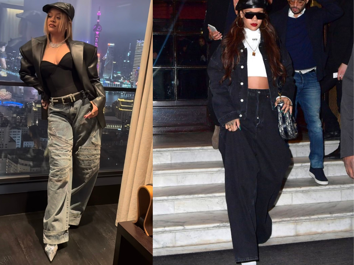 Rihanna in baggy cargo pants, bralette top, and oversized jacket - Photo Gallery