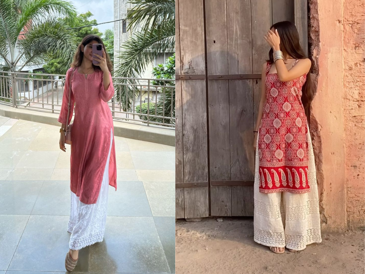 Woman in a kurti paired with leggings, styled for daily wear - Photo Gallery