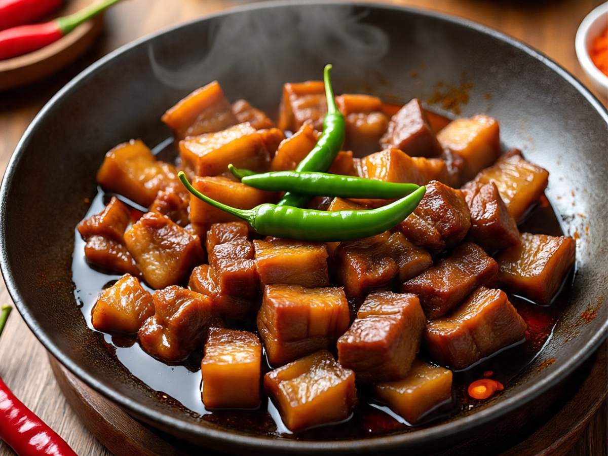 Chinese spicy braised pork with fresh chili peppers - Photo Gallery