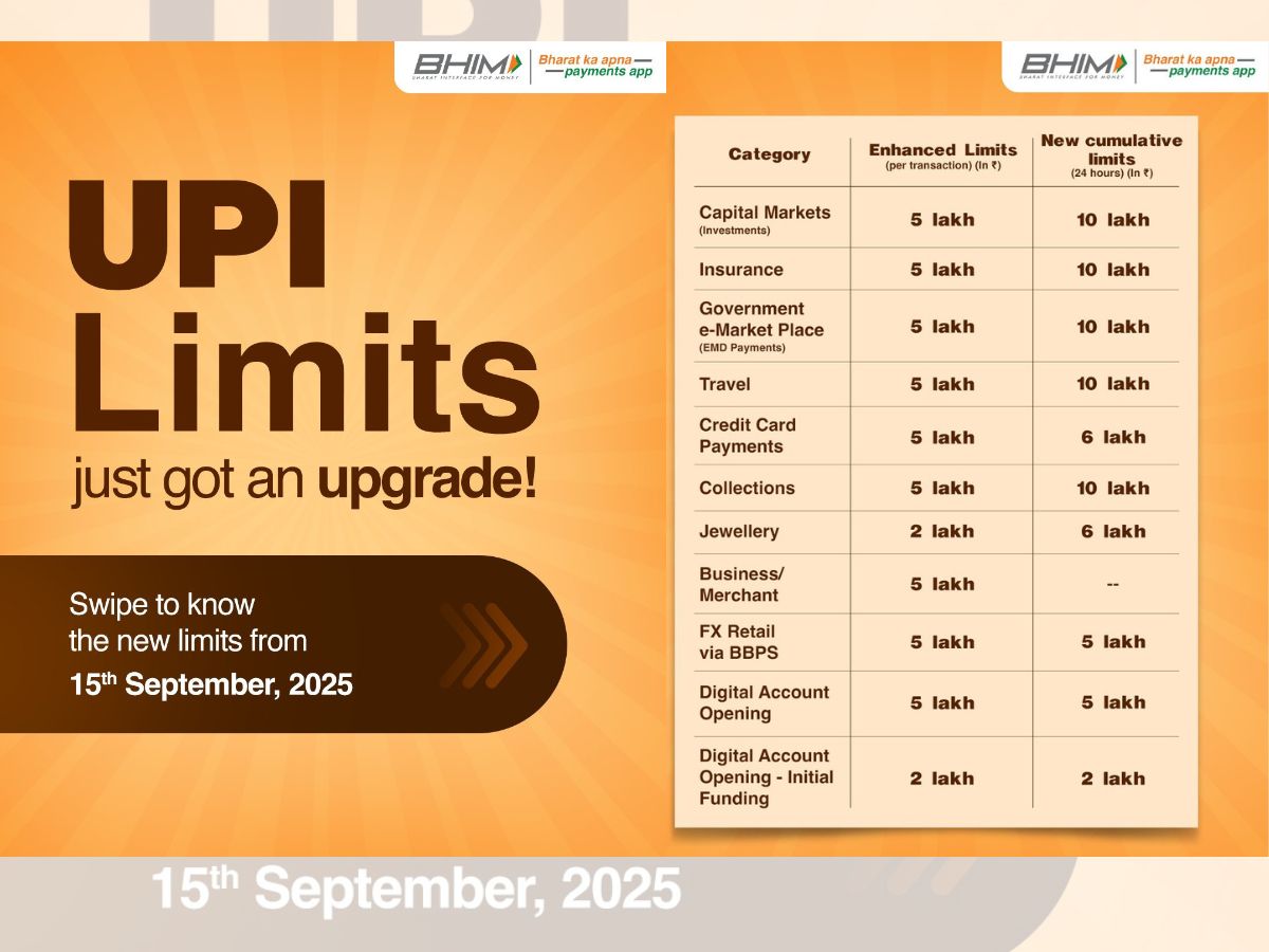 UPI Transaction Limit Hiked to ₹10 Lakh per Day from Sept 15!