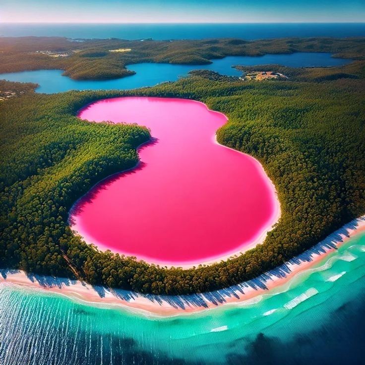 Aerial view of Lake Hillier’s vivid pink water - Photo Gallery